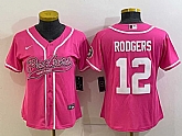 Women's Green Bay Packers #12 Aaron Rodgers Pink With Patch Cool Base Stitched Baseball Jersey,baseball caps,new era cap wholesale,wholesale hats